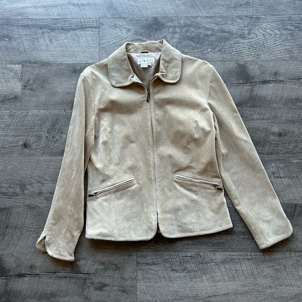 Vintage Wheat Tan Suede Zip-Up Shacket Jacket Size M